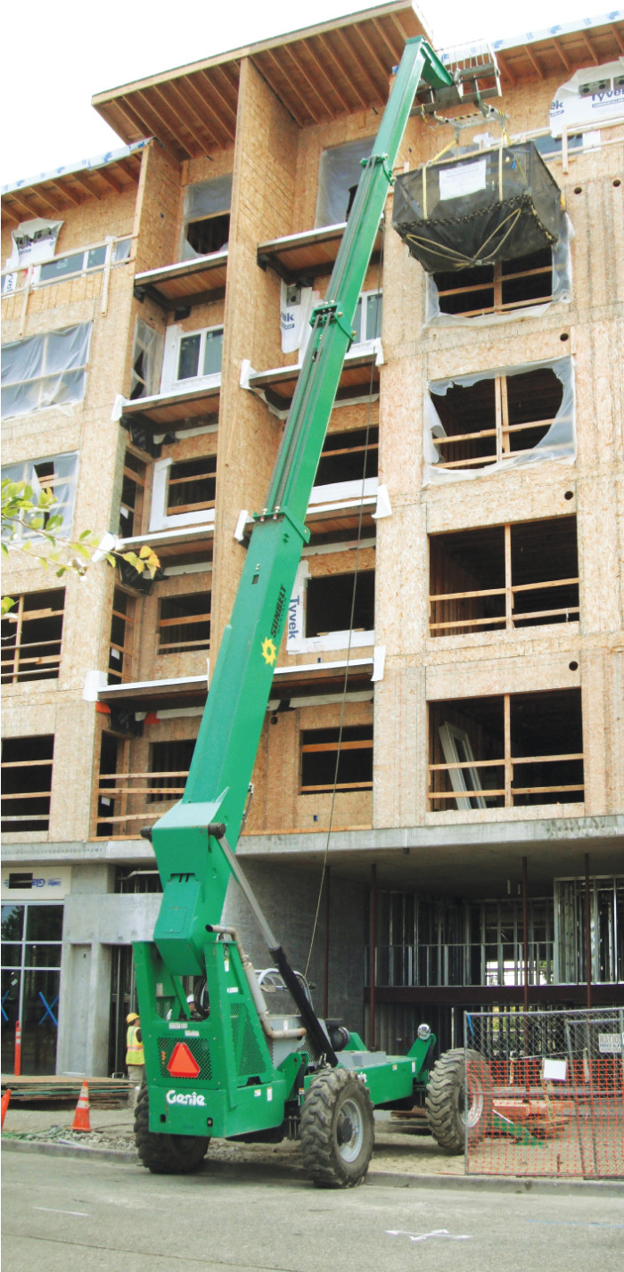 Cranetainer at the top of a crane